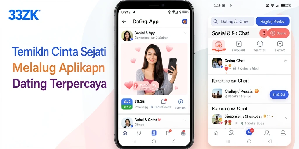Antarmuka aplikasi Dating 33ZK yang sederhana dan menarik.
