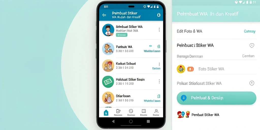 Tampilan antarmuka aplikasi Pembuat Stiker WA yang menarik dan intuitif.