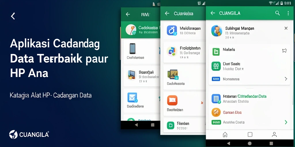 Antarmuka aplikasi CUANGILA yang mudah digunakan untuk cadangan data.