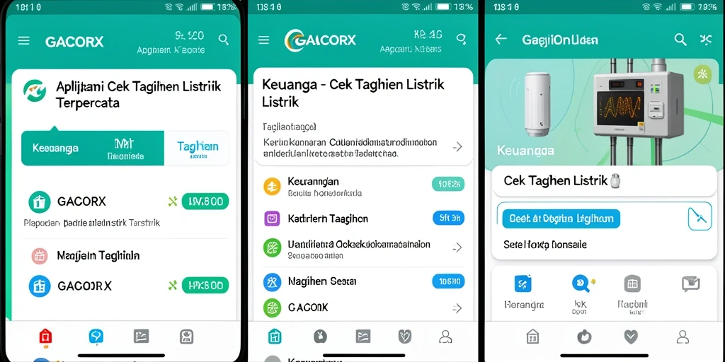 Tampilan antarmuka GACORX untuk cek tagihan listrik yang modern.