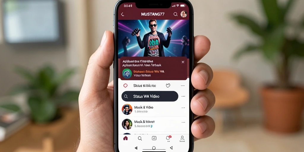 Tampilan antarmuka MUSTANG77 yang menarik untuk Status WA Video.