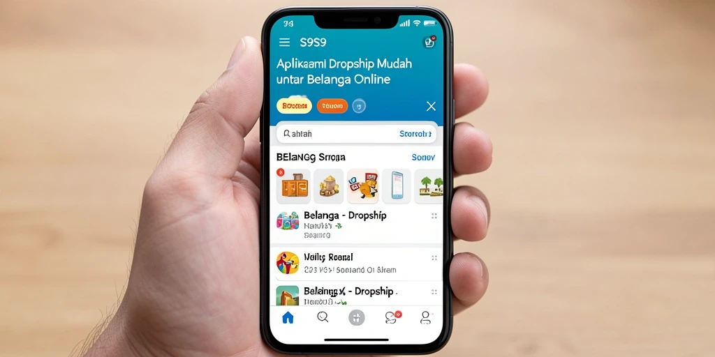 Tampilan antarmuka aplikasi S9S9 yang intuitif untuk dropship.